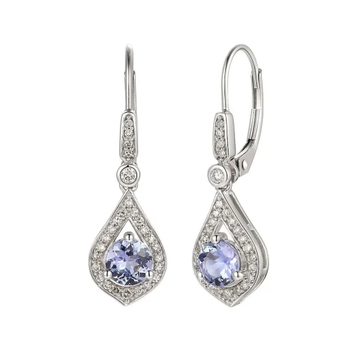 Tanzanite & 1/5 Ct. Tw. Diamond Drop Earrings In 10K White Gold