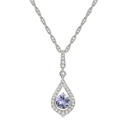 Tanzanite & 1/7 Ct. Tw. Diamond Pendant In 10K White Gold