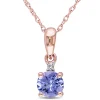 Tanzanite & Diamond Pendant In 10K Rose Gold