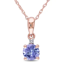 Tanzanite & Diamond Pendant In 10K Rose Gold