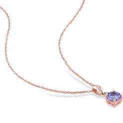 Tanzanite & Diamond Pendant In 10K Rose Gold