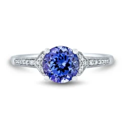 Tanzanite & Diamond Ring In 14K White Gold (1/10 Ct. Tw.)