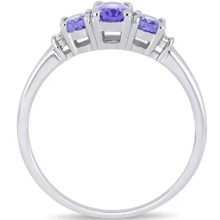 Tanzanite & Diamond Ring In 10K White Gold