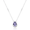 Tanzanite And Diamond Accent Pendant With Bezel Setting In Sterling Silver