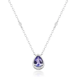 Tanzanite And Diamond Accent Pendant With Bezel Setting In Sterling Silver