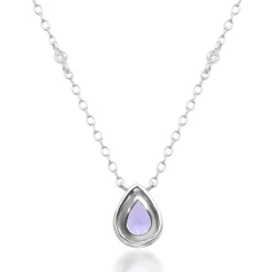 Tanzanite And Diamond Accent Pendant With Bezel Setting In Sterling Silver