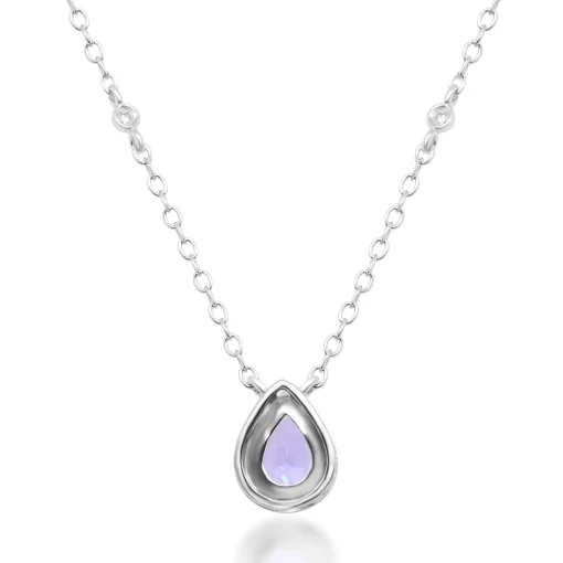 Tanzanite And Diamond Accent Pendant With Bezel Setting In Sterling Silver