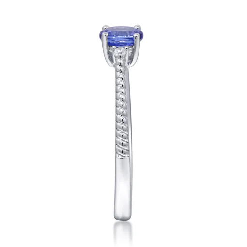 Tanzanite And Diamond Accent Stack Ring In 10K White Gold