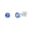 Tanzanite Stud Earrings In 14K White Gold