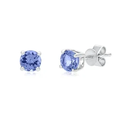 Tanzanite Stud Earrings In 14K White Gold