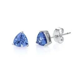 Tanzanite Stud Earrings In Sterling Silver
