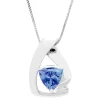 Tanzanite Triangle Pendant With Diamond Accents In Sterling Silver