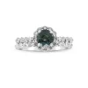 Teal Sapphire And Diamond Engagement Ring Set In 14K White Gold (7/8 Ct. Tw.)