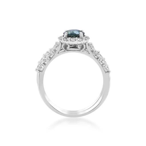 Teal Sapphire And Diamond Engagement Ring Set In 14K White Gold (7/8 Ct. Tw.)