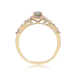 Teal Sapphire And Diamond Engagement Ring Set In 14K Yellow Gold (1/3 Ct. Tw.)