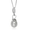 Teardrop Cultured Freshwater Pearl And White Topaz Pendant In Sterling Silver