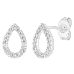 Teardrop Diamond Earrings In 10K White Gold (1/8 Ct. Tw.)
