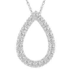 Teardrop Diamond Pendant In 10K White Gold (1/10 Ct. Tw.)