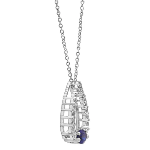 Teardrop Lab Created Blue & White Sapphire Pendant In 10K White Gold