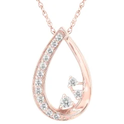 Teardrop Pendant With Diamond Accents In 10K Rose Gold