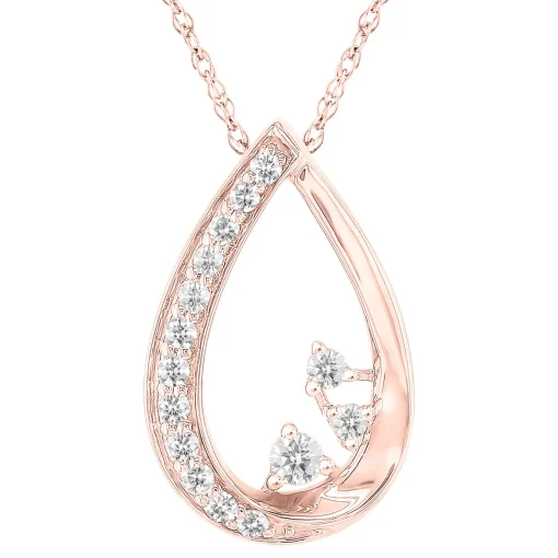 Teardrop Pendant With Diamond Accents In 10K Rose Gold