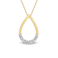 Teardrop Pendant With Diamonds In 10K Yellow Gold (1/3 Ct. Tw.)
