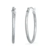 Textured Hoop Earrings In 14K White Gold