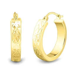 Textured Hoop Earrings In 14K Yellow Gold
