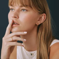 Thin Huggie Hoop Earrings In Vermeil, 12Mm