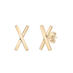 Thin 'X' Stud Earrings In Vermeil