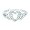 Three-Heart Ring With Diamond Accents In 10K White Gold