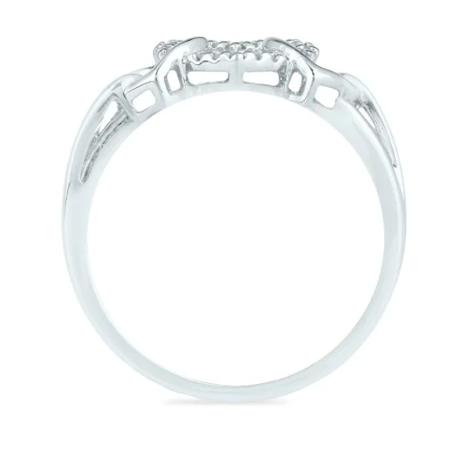 Three-Heart Ring With Diamond Accents In 10K White Gold