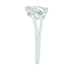 Three-Heart Ring With Diamond Accents In 10K White Gold