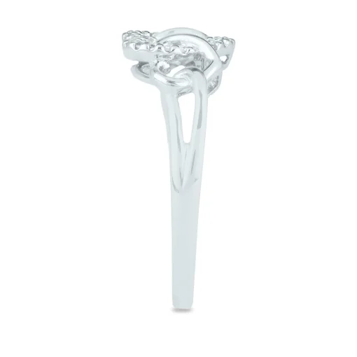 Three-Heart Ring With Diamond Accents In 10K White Gold