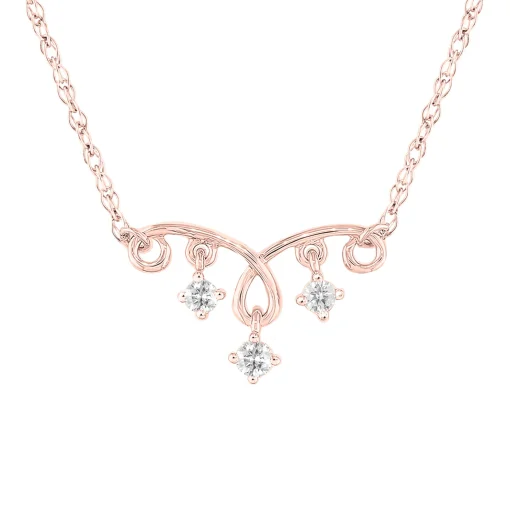 Three-Stone Diamond Accent Necklace In 10K Rose Gold