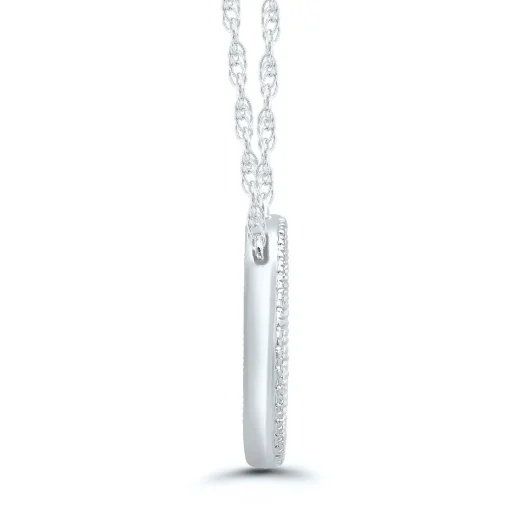 Three-Stone Diamond Double Circle Pendant In 10K White Gold (1/3 Ct. Tw.)