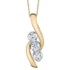 Three-Stone Diamond Pendant Swirl In 14K Yellow Gold (1/4 Ct. Tw.)