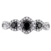 Three-Stone Ring With Black & White Diamonds In 10K White Gold (1/2 Ct. Tw.)
