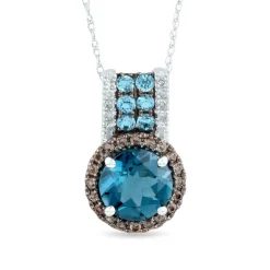 Topaz Pendant With Diamond Accents In 10K White Gold