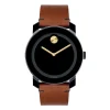 Tr90 Men's Watch In Leather & Black Ion-Plated Stainless Steel, 42Mm