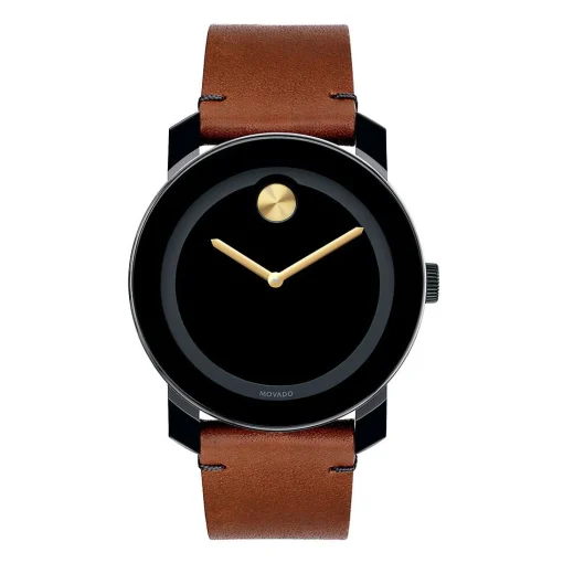 Tr90 Men's Watch In Leather & Black Ion-Plated Stainless Steel, 42Mm