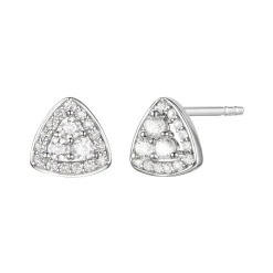 Triangle-Shaped Diamond Stud Earrings In Sterling Silver (1/3 Ct. Tw.)