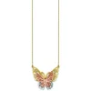 Tricolor Butterfly Necklace In 14K Gold