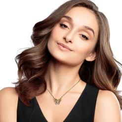 Tricolor Butterfly Necklace In 14K Gold