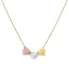 Tricolor Heart Necklace In 14K Gold