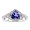 Trillion Tanzanite Ring With Diamonds In 14K White Gold (1/4 Ct. Tw.)