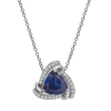 Trillion-Cut Pendant With Lab-Created Blue & White Sapphires In Sterling Silver