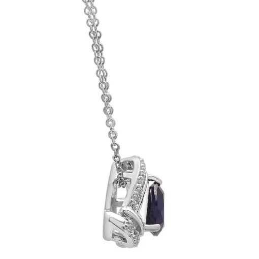 Trillion-Cut Pendant With Lab-Created Blue & White Sapphires In Sterling Silver