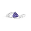 Trillion-Shaped Tanzanite Ring With Diamond Accents In Sterling Silver