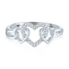 Triple Heart Ring With Diamond Accent In Sterling Silver